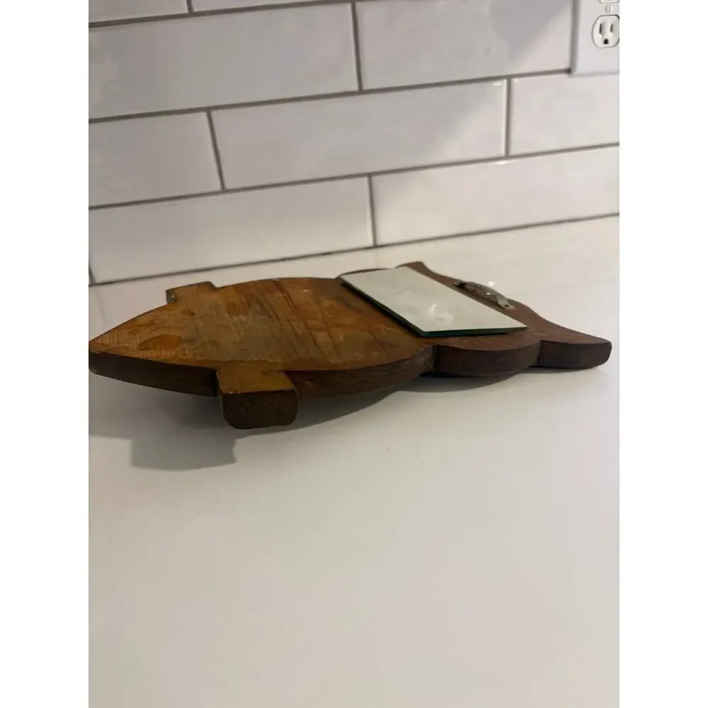 Vintage Wooden Owl Hanger with Mirrored Eyes